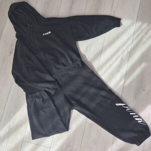 PINK Victoria's Secret Black Track Joggers with Logo Script